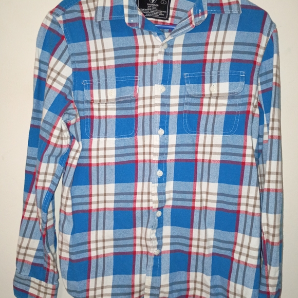 Thunder Brand Plaid Button-Up Flannel Shirt with Pockets Size Large - Picture 2 of 5